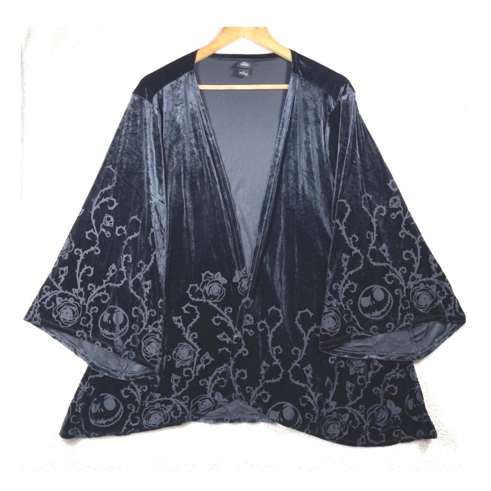 velvet burnout kimono wrap nightmare before christmas jack skellington sz 2 goth